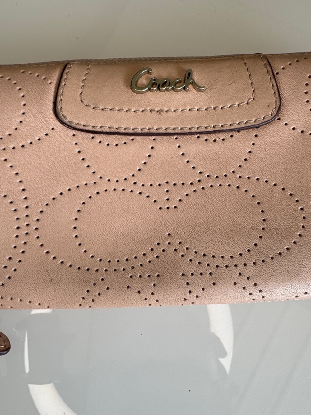 Coach Ashley Perforated Zip Around Wallet  in Blush - Picture 3 of 10